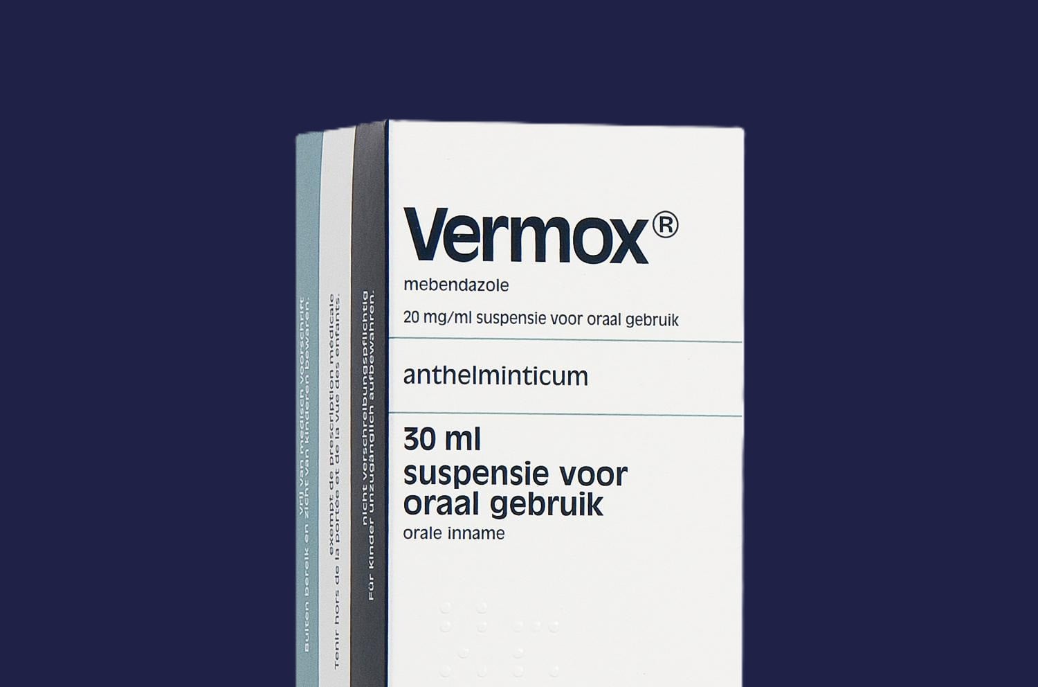 Vermox - foto er vermox flydende, til oral brug. Men det almindelige er piller.