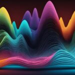 Lydhealing symboliseret ved farvede kurver.