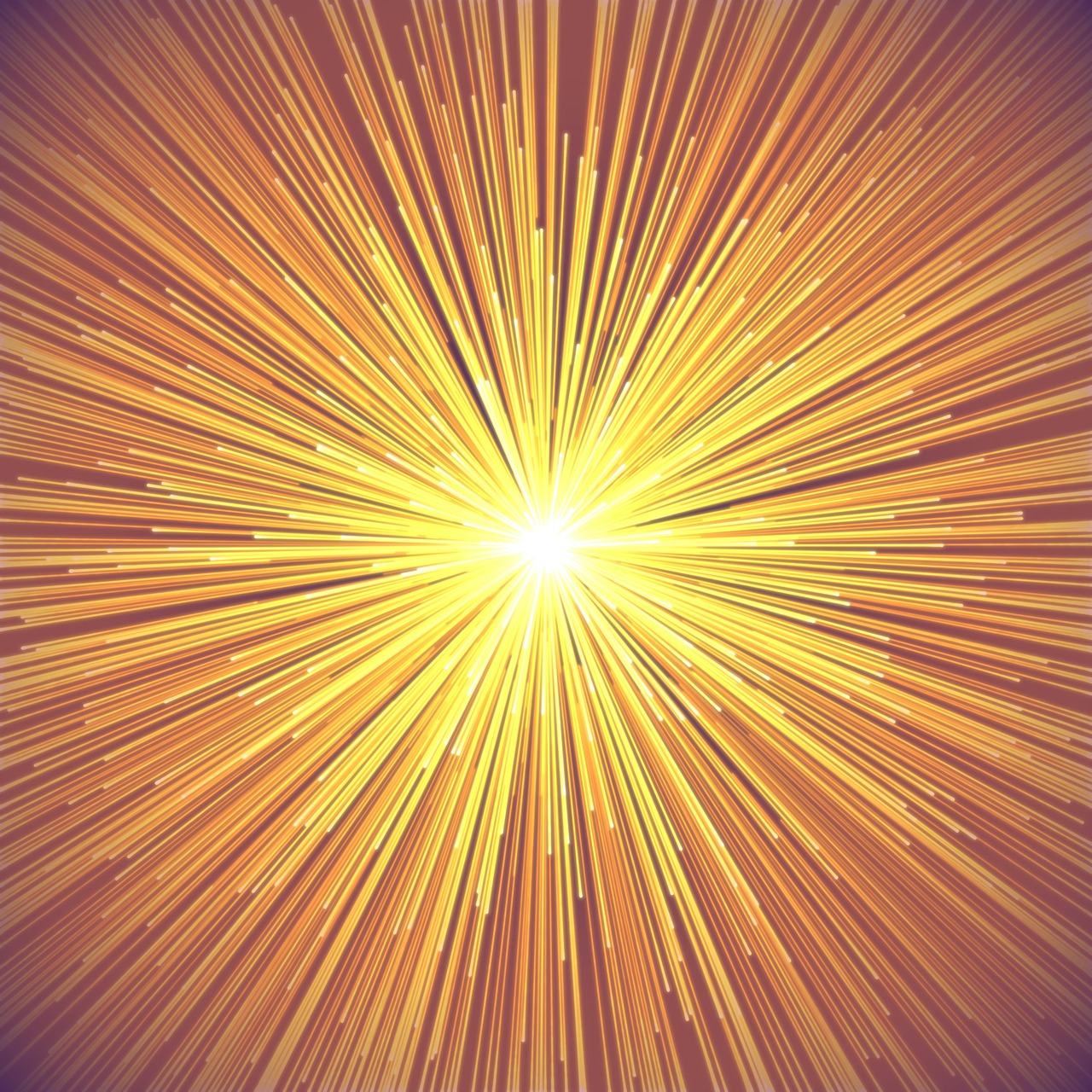 Strålebehandling symboliseret ved en lyskilde i midten af billedet, der sender en helt tæt strøm af lysstråler ud i alle retninger, så det helt dækker baggrunden med gyldne farver.