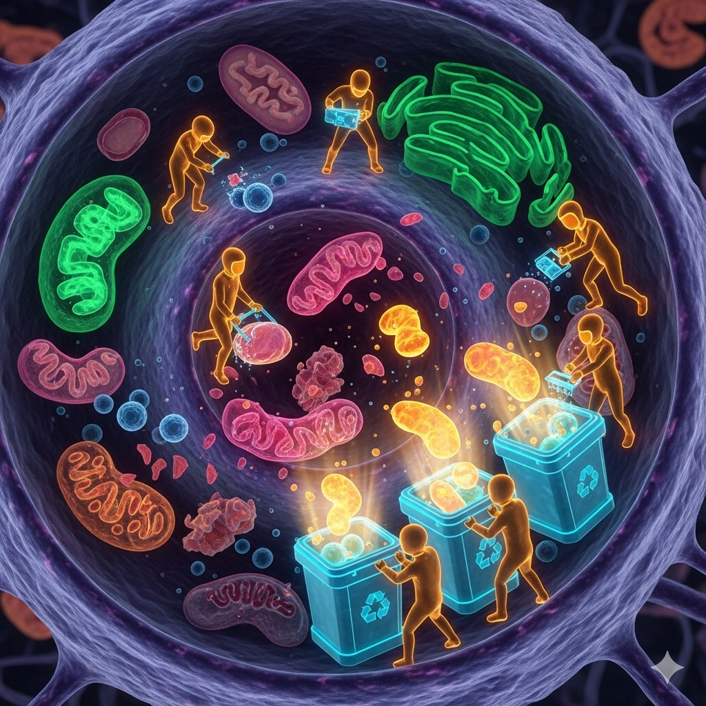 Kost der sulter kræften symboliseret ved en petriskål med celler og blokeringssymbolder.