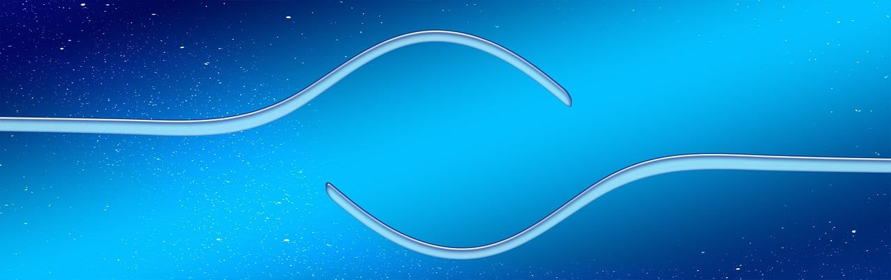 Ansvar og kontroltab symboliseret ved en figur som to gafler fra siden, der danner et åbent rum imellem sig. Blå baggrund.