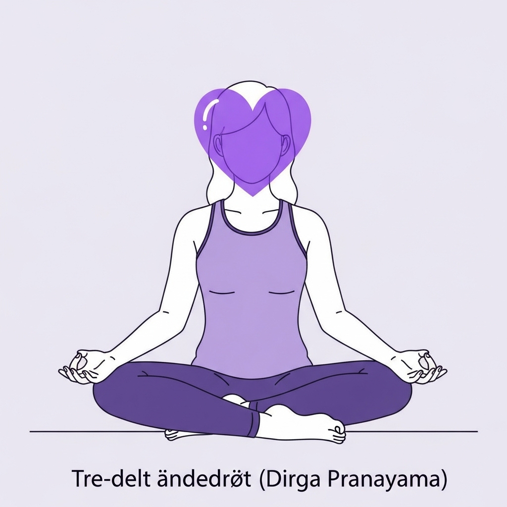 Yoga symboliseret ved kvinde-tegning der sidder i skrædderstilling med overhænderne hvilende på knæene.