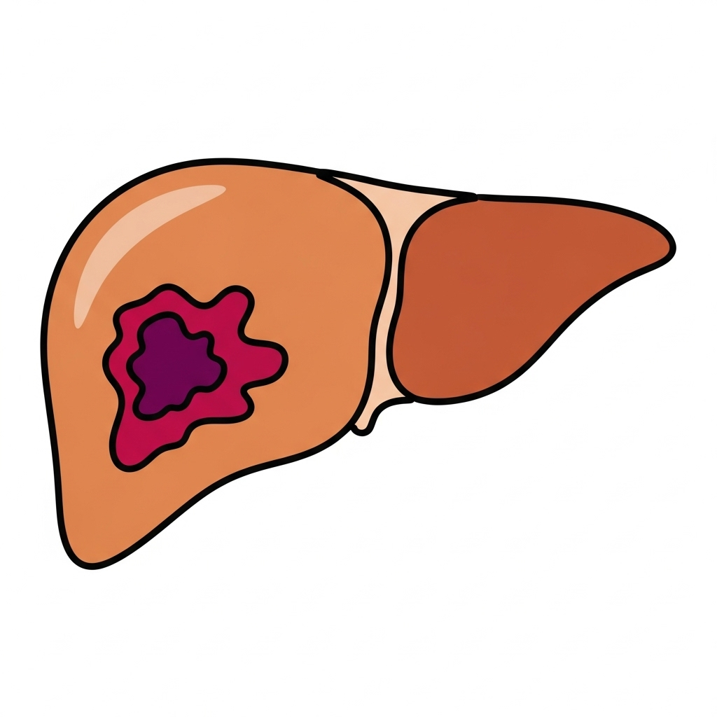 Opbyggelige historier. Kræftoverlevere fortæller. Levertegning med rød plamage.