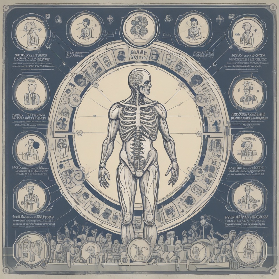 Bor symboliseret ved planche i matblå med menneske i midten og runde symboler i kreds om denne. farverne er hvid og matblå.