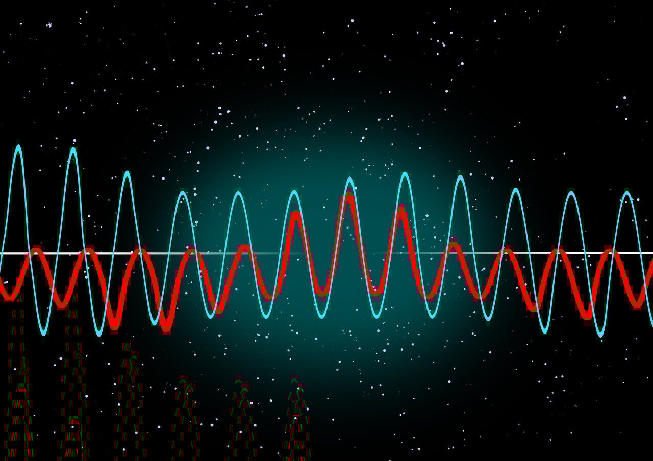 Deep oscillation behandling symboliseret ved turkise og røde bølgestreger på mørk baggrund.