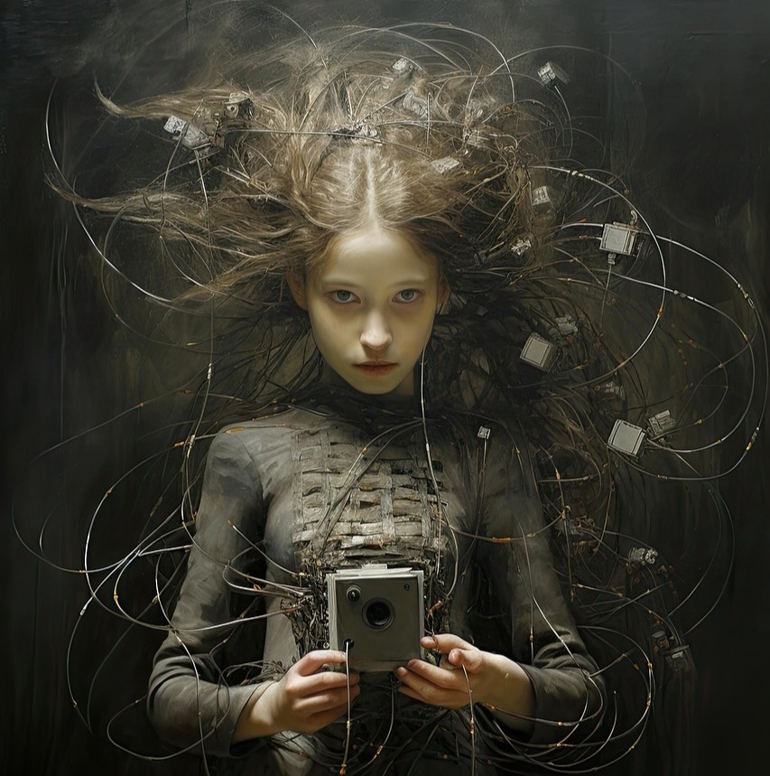 Angst for recidiv symboliseret ved kvinde der ser ud til at læse på mobiltelefon under vand.