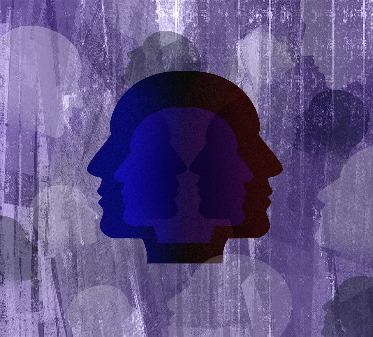 Angst for recidiv symboliseret ved to silhuetter i blåt, der kigger hver sin vej.