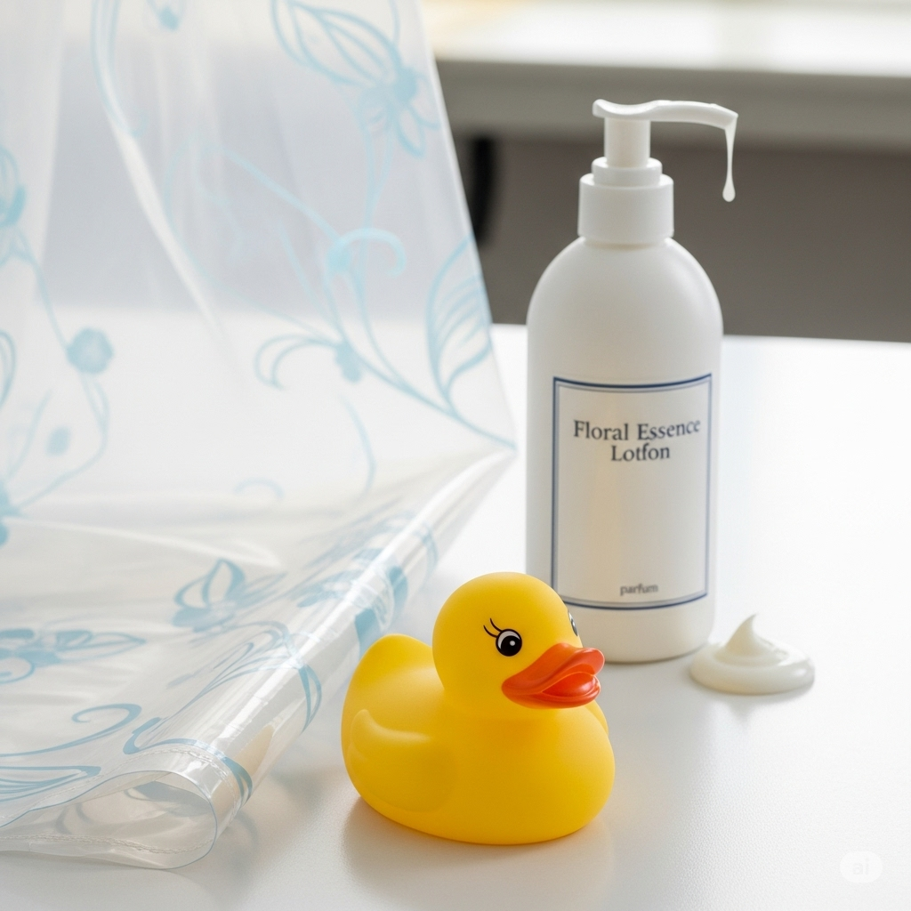 Hormonforstyrrende stoffer symboliseret ved en plastflaske og en plastbadeand.