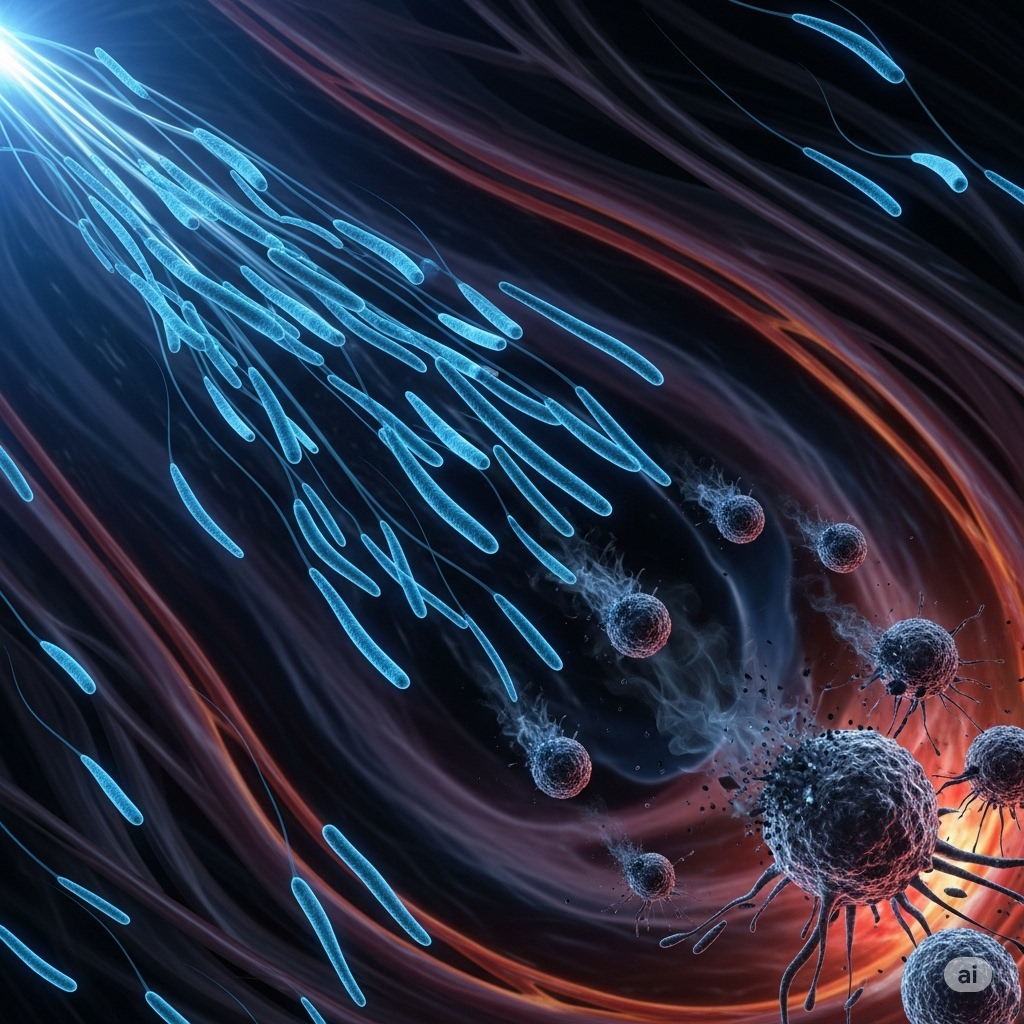 Lokal behandling, global effekt symboliseret ved en samling af blå små emner