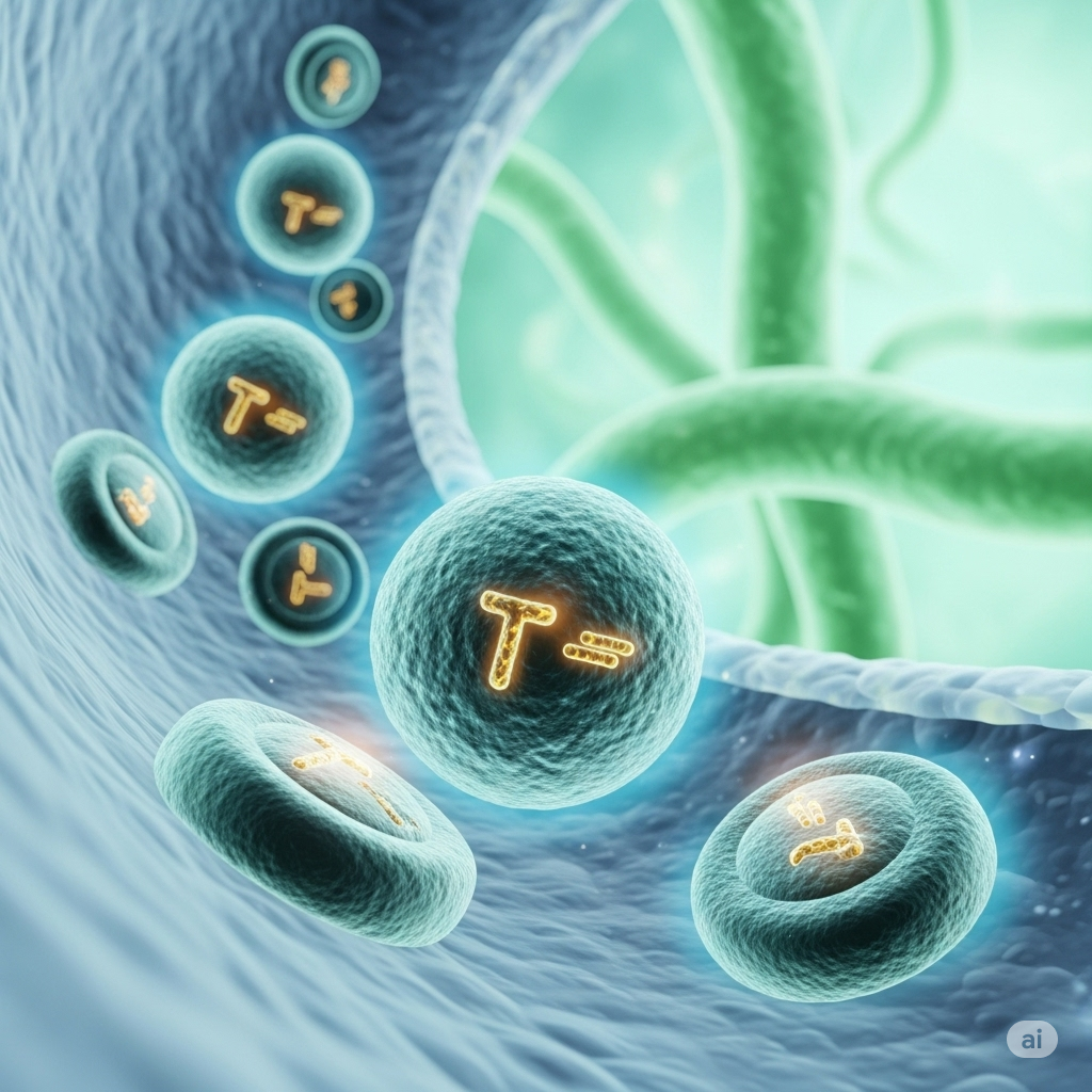 Lokal behandling, global effekt symboliseret ved turkise celler med et T skrevet i dem. I en slags rørformet struktur.