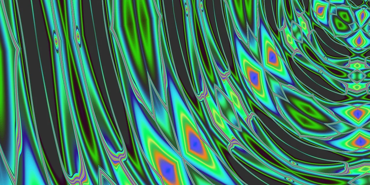 Lys- og støjforurening symboliseret ved grønne kurver med orange og blå rhumber i midten.