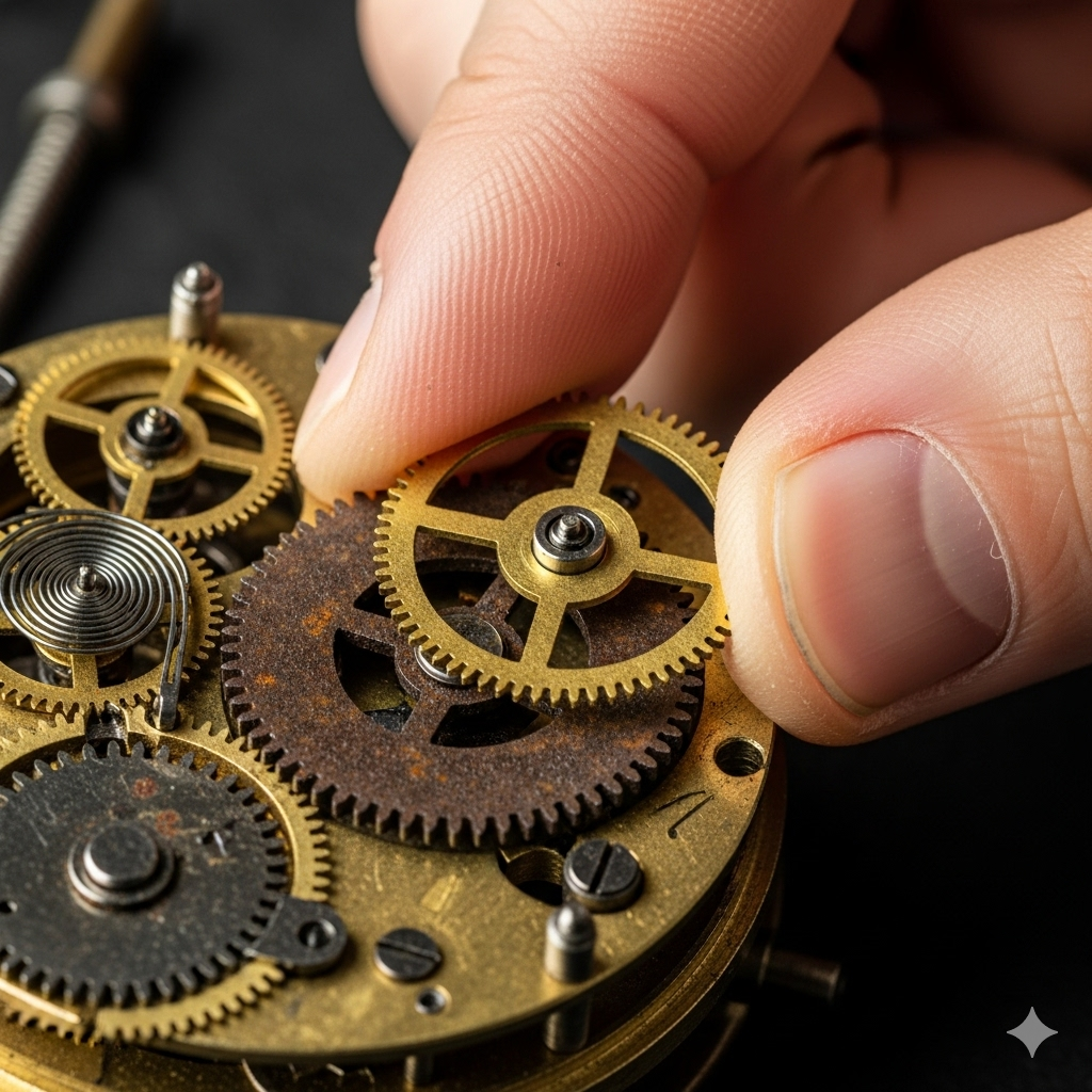 At øge energi og bekæmpe træthed symboliseret ved to fingre der tager om et tandhjul - muligvis fra et urværk eller lignende.