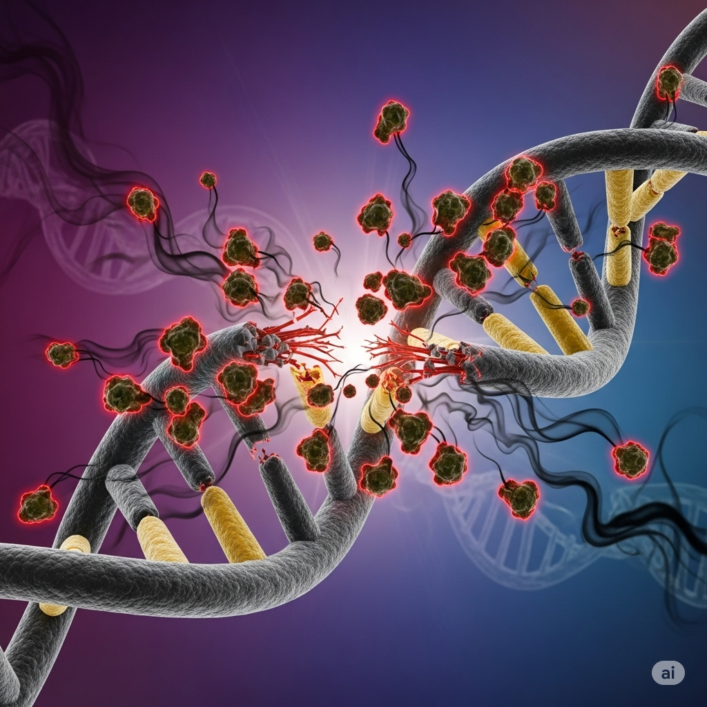 Skimmelsvamp i hjemmet symboliseret ved en genstreng der ødelægges af angreb fra skimmel. Blå-lilla baggrund.
