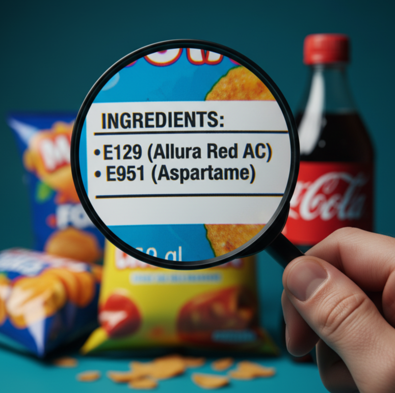 Tilsætningsstoffer og sødemidler og kræft. Hvad er tilsætningsstoffer og sødemidler. Konserveringsmidler. Nitrit og Nitrat. Benzoater. Sødemidler. Intense kunstige sødemidler. Aspartam. Acesulfam K. Sucralose. Saccharin. Cyclamat. Sukkeralkoholer. Erythritol. Xylitol, Sorbitol, Maltitol. Naturligt-baserede sødemidler. Stevia. Monk Fruit. Sødemidler under ‘Novel Food’-kategorien. Allulose. Farvestoffer. Azo-farvestoffer. Andre problematiske farvestoffer. Titandioxid. Ammonieret karamel. Smagsforstærkere. Glutamater. Oversigt over omtalte E-numre