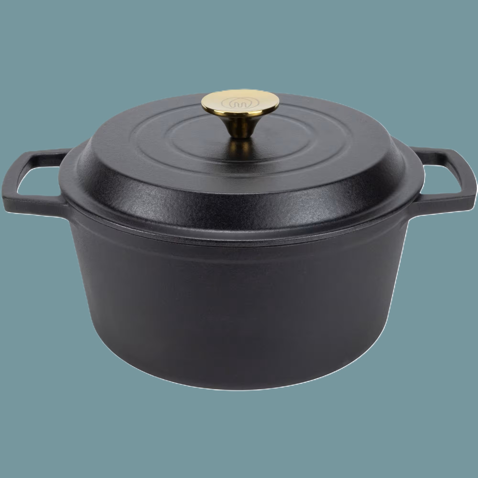 Køkkenudstyr, madopbevaring og emballage symboliseret ved en sort jerngryde.