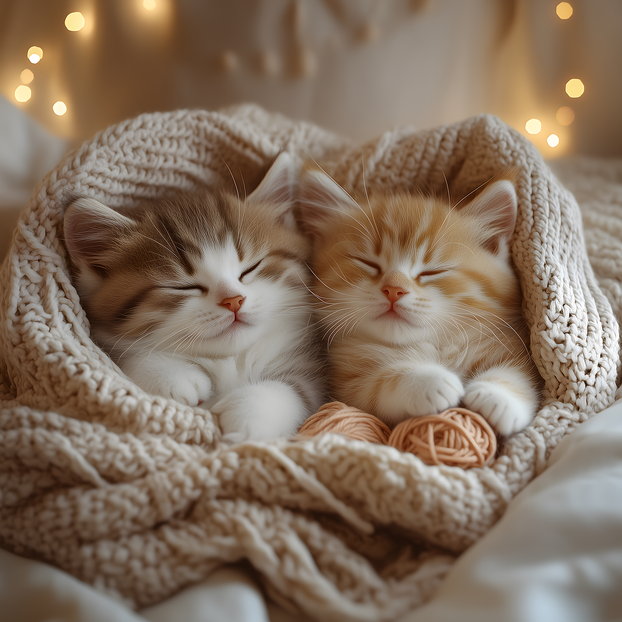 Find din kostvej symboliseret ved to kattekillinger i røde og hvide farver. viklet ind i et tæppe.