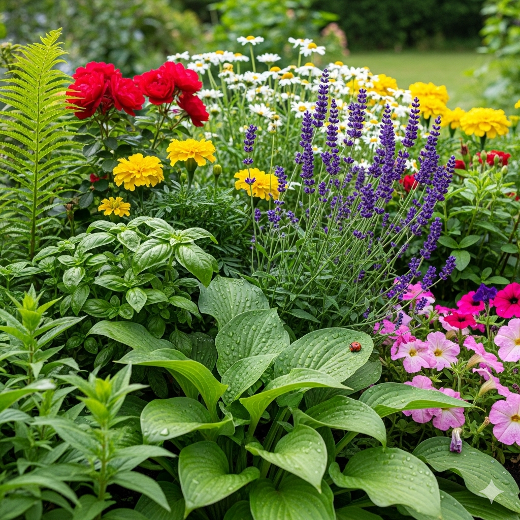 Paradokset symboliseret ved et bed med planter og blomster.