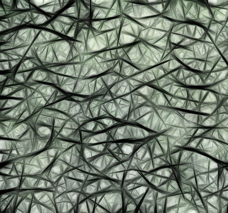 Oligodendrogliom symboliseret ved gråt net af vævsstrukturer på lysere grå baggrund.