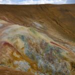 MSM. Methylsulfonylmethan - svovl - symboliseret ved bjergformation med orange svovlaflejringer.