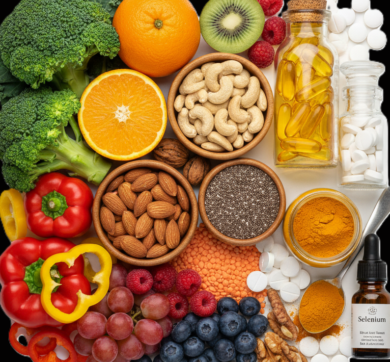 Hvad med mikronæringsstoffer og kræft. Vitaminer og kræft. Mineraler og kræft. D-vitamin. C-vitamin. Selen. Zink. Immunforsvar og kræft. Kosttilskud ved kræft