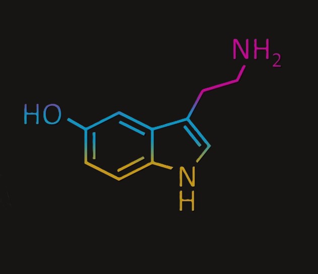 Soya og kræft symboliseret ved formel skrevet med blåt, lilla og gult. Sort baggrund