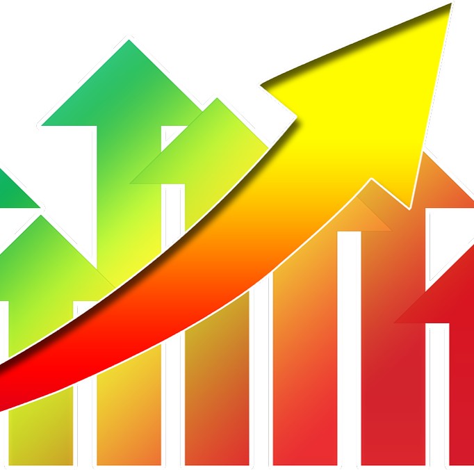 Spørgeskamaundersøgelse symboliseret ved en masse pile i rød, orange og grøn-