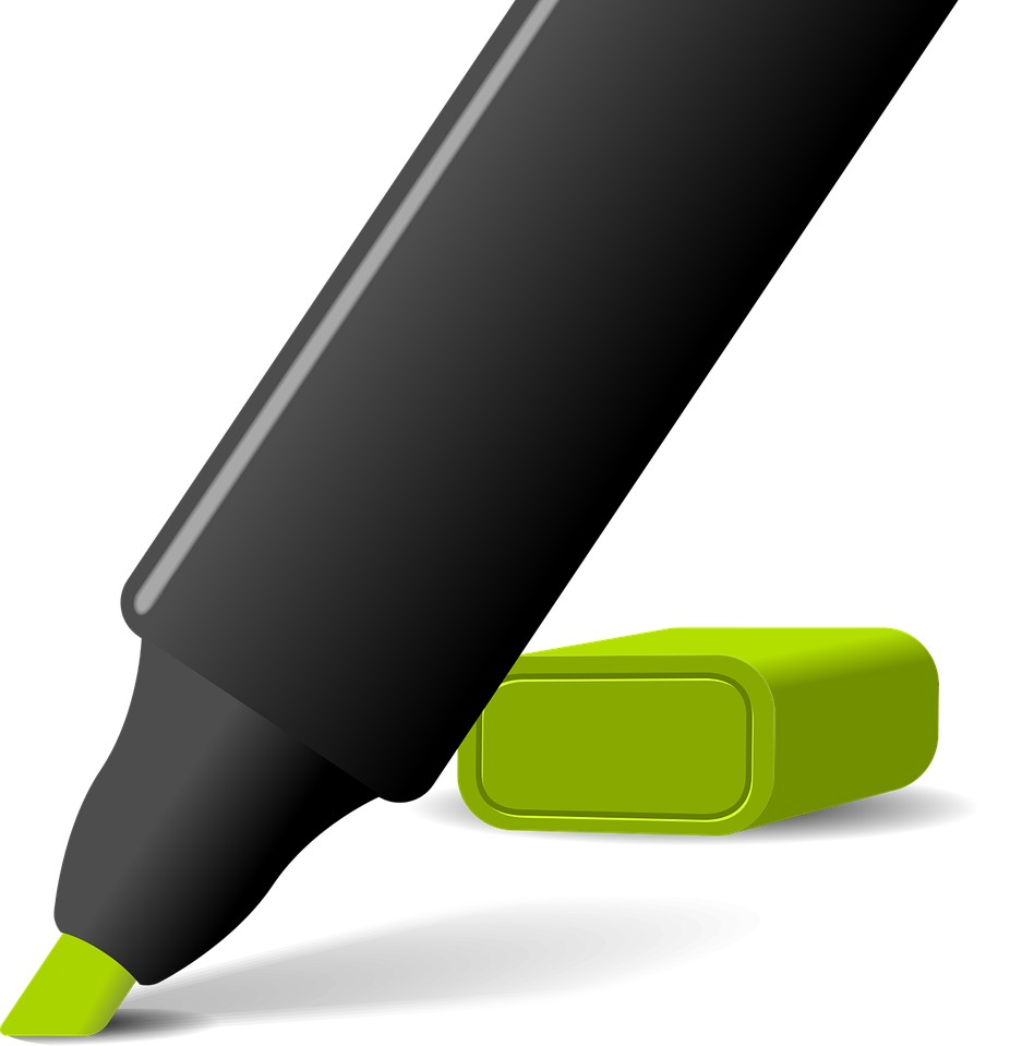 Tumormarkører symboliseret ved en gul filtpen til markering. Sort holder.