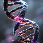 BRAF-mutation symboliseret ved en DNA-streng der er brudt i den ene side.