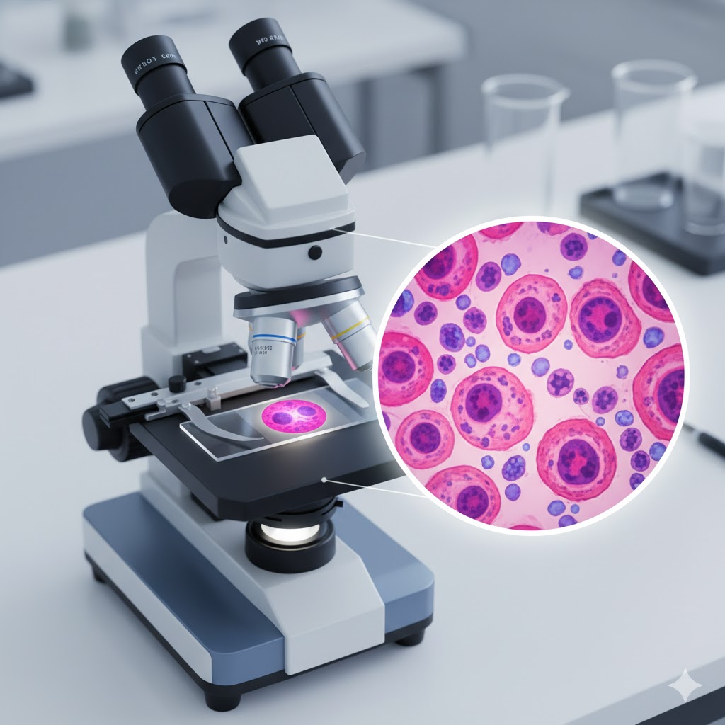 Cytologi. Celleprøve. Cellediagnostik. Celleundersøgelse. Kræftdiagnose.