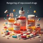 FLCCC's rangering af repurposed drugs symboliseret ved en masse piller, kapsler og hætteglas med væsker.