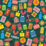 Gaver symboliseret ved tegning af en masse gaver i forskellige farver og former.