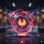 Thymusekstrakt symboliseret ved et billede med en thymus i midten og nogle røde cirkulære lysringe omkring denne. Mørk baggrund.