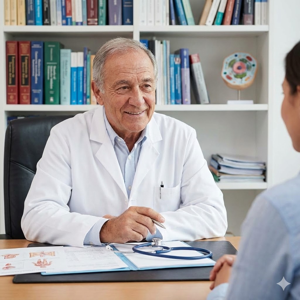 Burt Berkson Protokol symboliseret ved en mand i lægekittel der sidder overfor en patient.