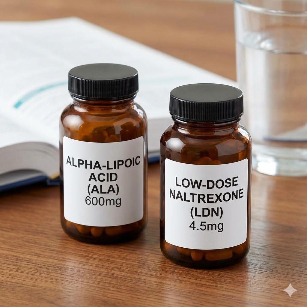 Burt Berkson Protokol symboliseret ved et par pilleglas og et glas vand.