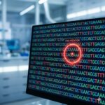 Essentiel Trombocytose symboliseret ved en skærm med en masse tekst og en orange cirkel om noget af denne.