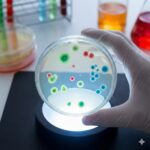 Essentiel Trombocytose symboliseret ved en petriskål med celleprøver holdt op mellem to fingre.