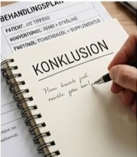 Joe Tippens Protokol symboliseret ved blok, hvor der står konklusion og en hånd med en pen.