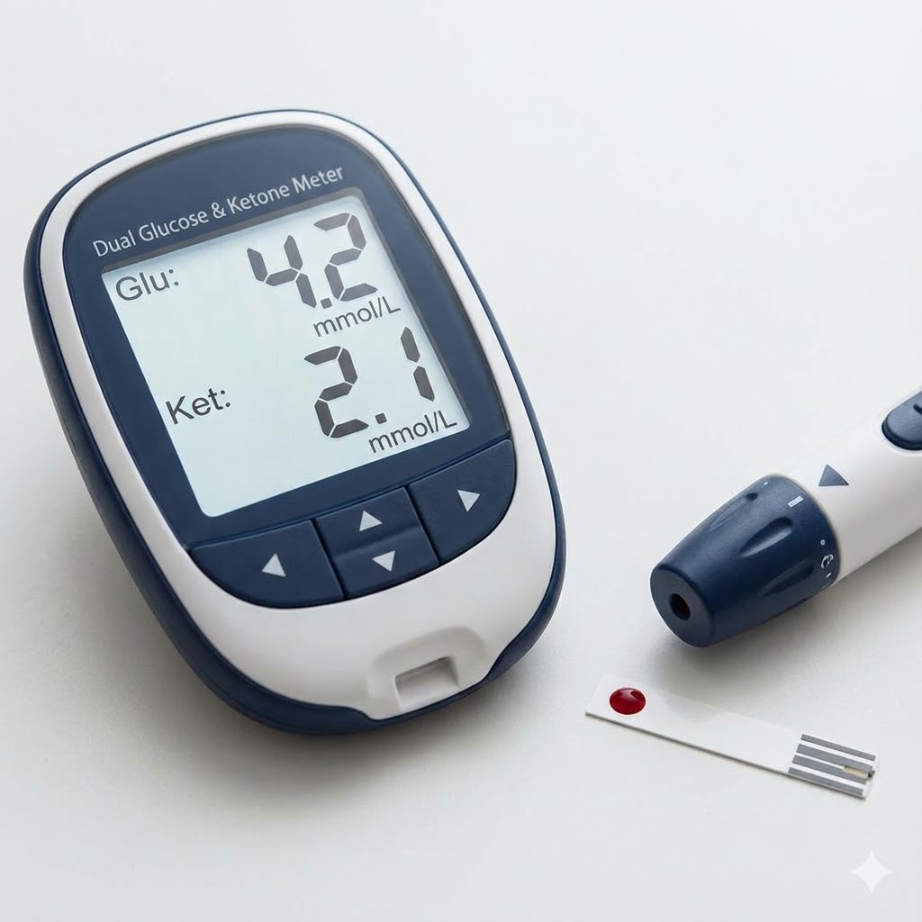 Misha Sakharoffs Protokol symboliseret ved en blodsukkermåler.