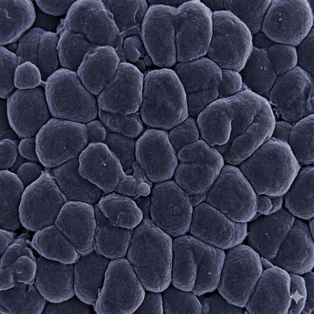 Prolin symboliseret ved en masse grå kræftceller.