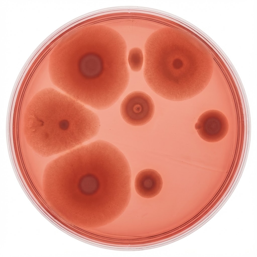 Prolin symboliseret ved en petriskål med rødbrune celler.
