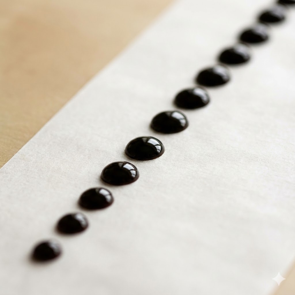 Rick Simpson Oil (RSO) Protokol symboliseret ved en stribe dråber af sort cannabisolie.