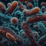 Bomber, brandslukkere og timing symboliseret ved nogle runde og nogle pølseformede bakterier i røde og blå farver.