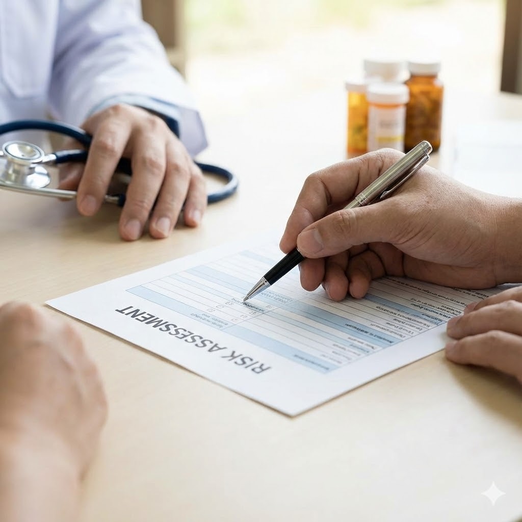 Valter Longo protokol symboliseret ved en blok, nogle pilleglas, en læge-hånd med et stetoskop og en hånd der skriver.