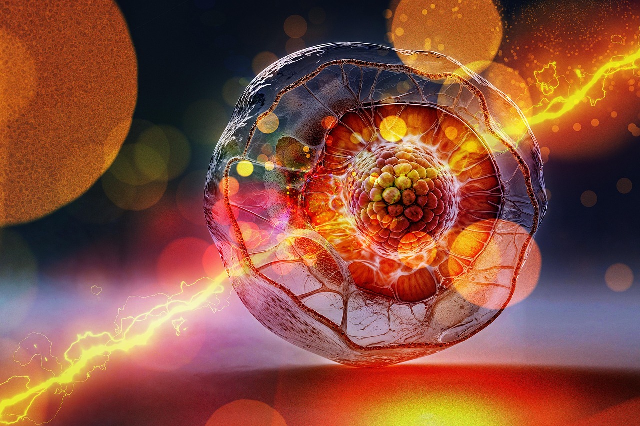 Valter Longo protokol symboliseret ved nogle rød-orange celler og lysindfald på disse.