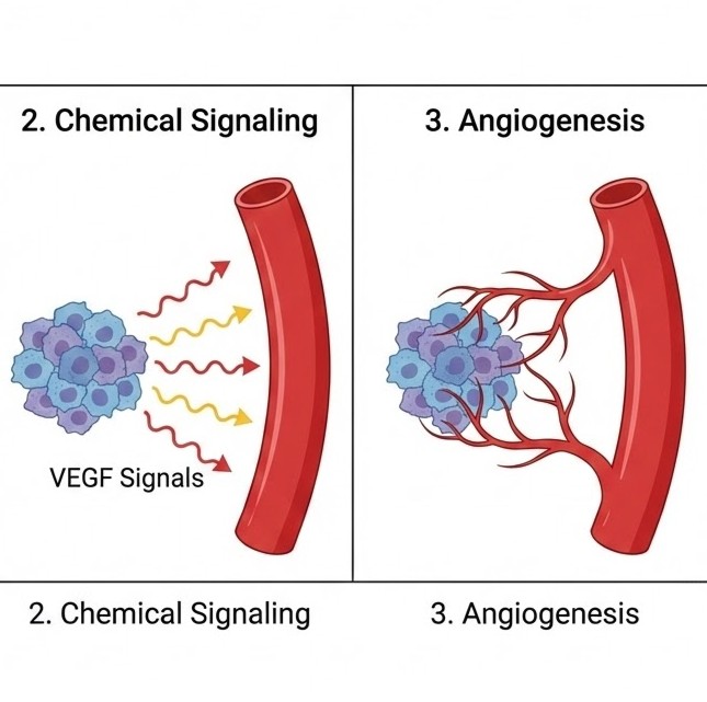 William Li symboliseret ved en planche med kræftceller og blodforsyning.