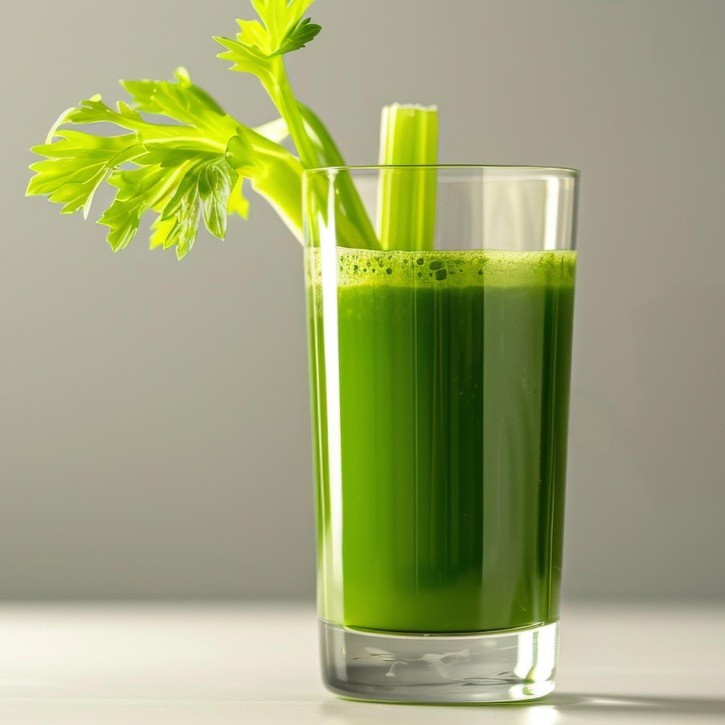 Anthony William Protokol symboliseret ved et glas sellerijuice med et stykke stængel fra en blegselleri der stikker op over glasset.