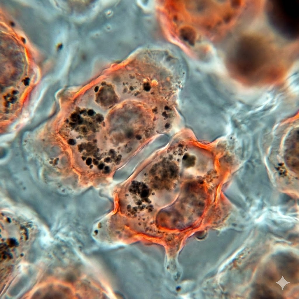 Anthony William Protokol symboliseret ved nogle bakterielignende formationer i beige med blålig baggrund.