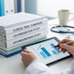 D-Mannose symboliseret ved en stak hvide ringbind og en tablet med grafer.