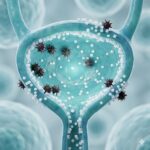 D-Mannose symboliseret ved en turkis formation med mørke celler i denne.