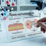 Fosfatidylkolin symboliseret ved skitsetegning af væv og celler. Desuden molekylemodel.